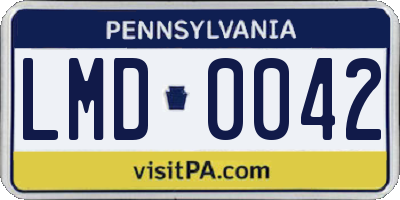 PA license plate LMD0042