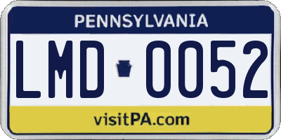 PA license plate LMD0052