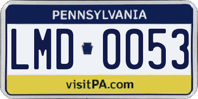 PA license plate LMD0053