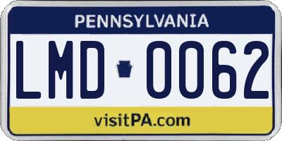PA license plate LMD0062