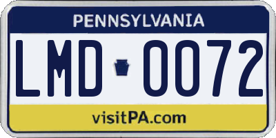 PA license plate LMD0072