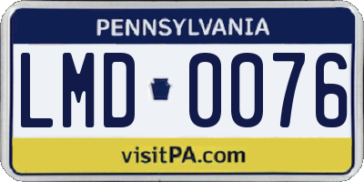 PA license plate LMD0076