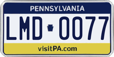 PA license plate LMD0077