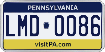 PA license plate LMD0086