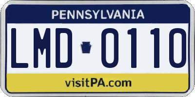 PA license plate LMD0110