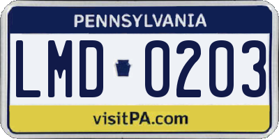 PA license plate LMD0203