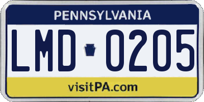 PA license plate LMD0205