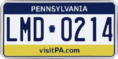 PA license plate LMD0214
