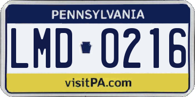 PA license plate LMD0216