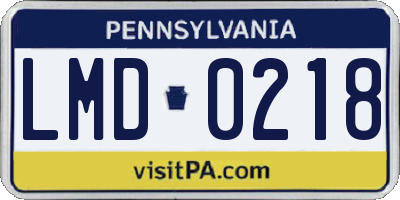 PA license plate LMD0218