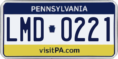 PA license plate LMD0221