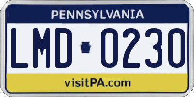PA license plate LMD0230