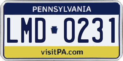 PA license plate LMD0231
