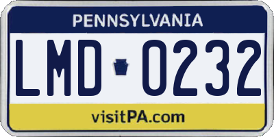 PA license plate LMD0232