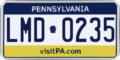 PA license plate LMD0235