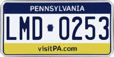 PA license plate LMD0253