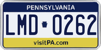 PA license plate LMD0262