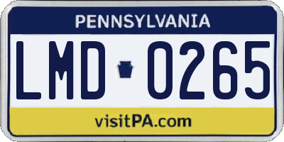 PA license plate LMD0265