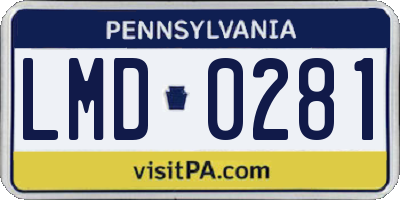 PA license plate LMD0281