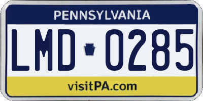 PA license plate LMD0285