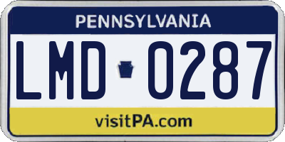 PA license plate LMD0287
