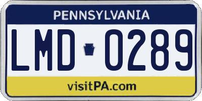 PA license plate LMD0289