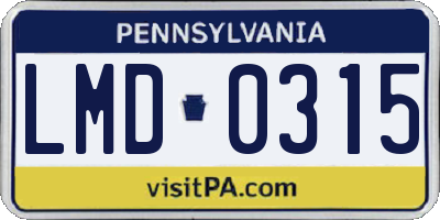 PA license plate LMD0315