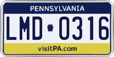PA license plate LMD0316