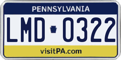 PA license plate LMD0322