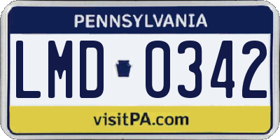 PA license plate LMD0342