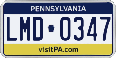 PA license plate LMD0347