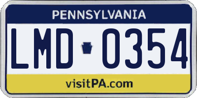 PA license plate LMD0354