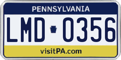 PA license plate LMD0356