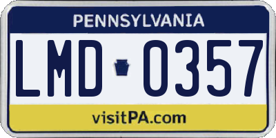 PA license plate LMD0357