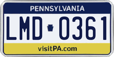 PA license plate LMD0361