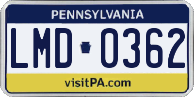 PA license plate LMD0362