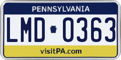 PA license plate LMD0363