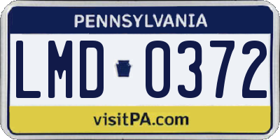 PA license plate LMD0372