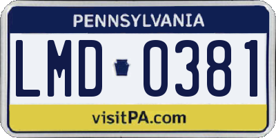 PA license plate LMD0381