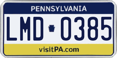 PA license plate LMD0385