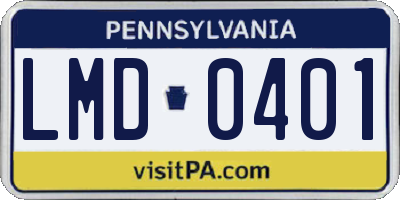 PA license plate LMD0401