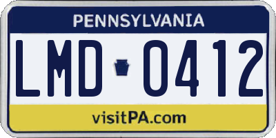 PA license plate LMD0412