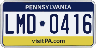 PA license plate LMD0416
