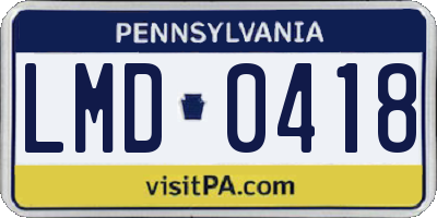PA license plate LMD0418