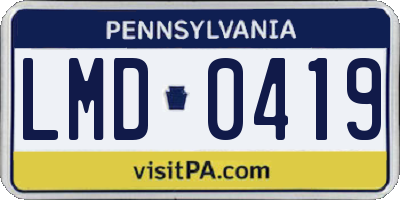 PA license plate LMD0419