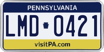 PA license plate LMD0421