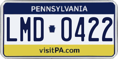 PA license plate LMD0422
