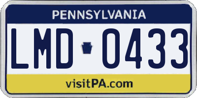 PA license plate LMD0433