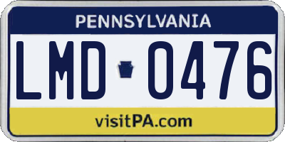 PA license plate LMD0476