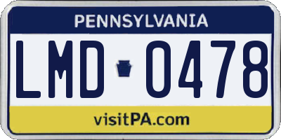 PA license plate LMD0478